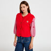 Gilet sans manches fausse fourrure rouge femme