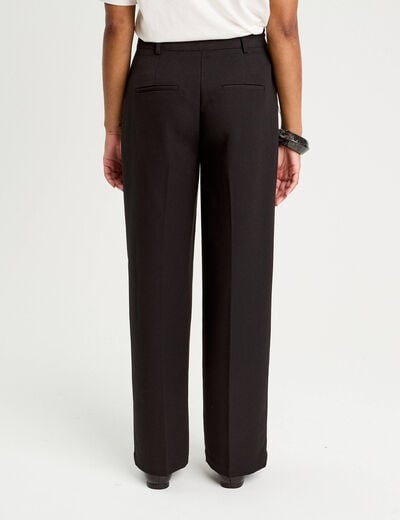 Pantalon large taille haute noir femme