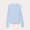Pull ajour&eacute; col rond manches longues bleu clair femme