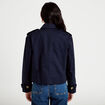 Trench droit court col tailleur bleu marine femme