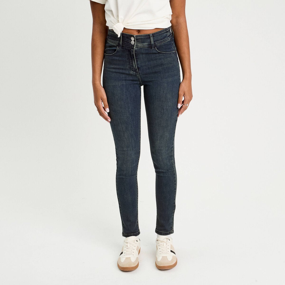Jeans slim push-up denim blue black femme