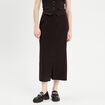 Jupe longue droite fendue noir femme