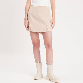 jupe short droite fentes sable femme Jupe-short droite fentes sable femme