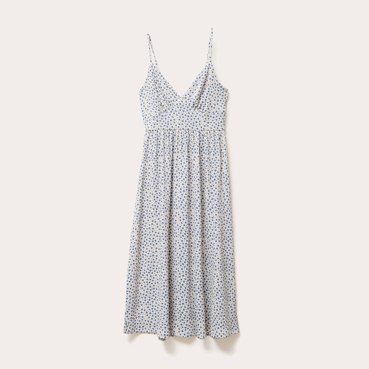 Robe longue évasée bretelles blanc femme
