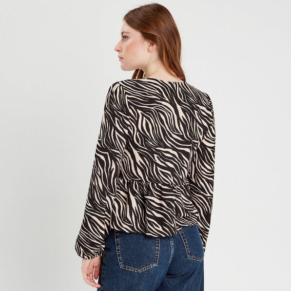 blouse nouee manches longues noir femme Blouse nouée manches longues noir femme