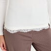 Doudou ajust&eacute; col bateau manches longues ecru femme