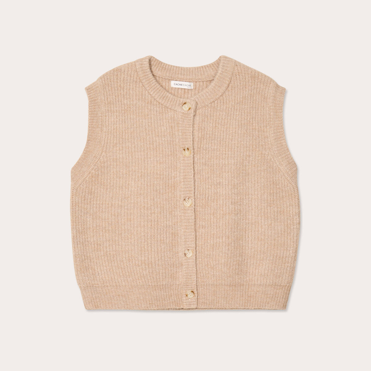Gilet sans manches beige femme