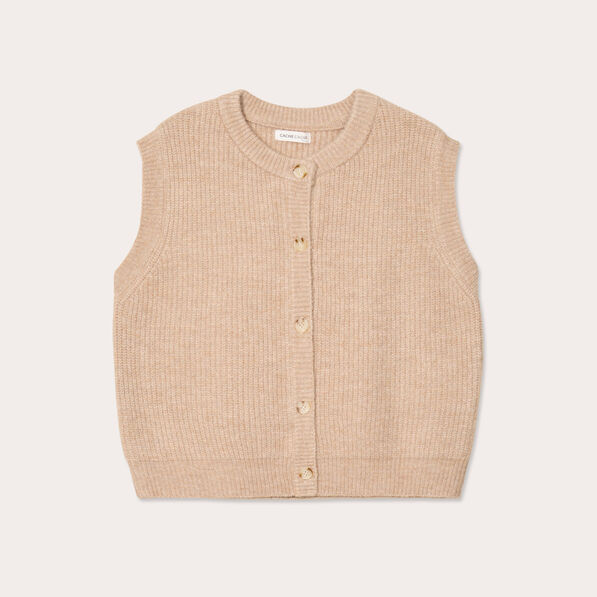 Gilet sans manches beige femme