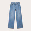 Jean wide leg taille haute brod&eacute; denim double stone femme