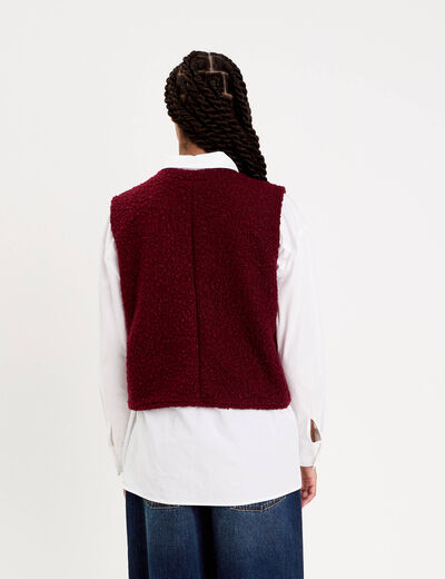 Pull sans manches fausse fourrure violet foncé femme