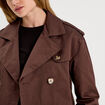 Trench court boutonné marron foncé femme