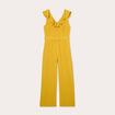 Combinaison pantalon ceintur&eacute;e jaune citron femme