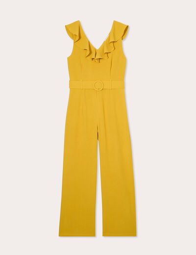 Combinaison pantalon ceinturée jaune citron femme