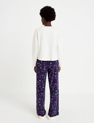 Pyjama manches longues bleu femme