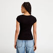 T-shirt cintr&eacute; col bateau noir femme