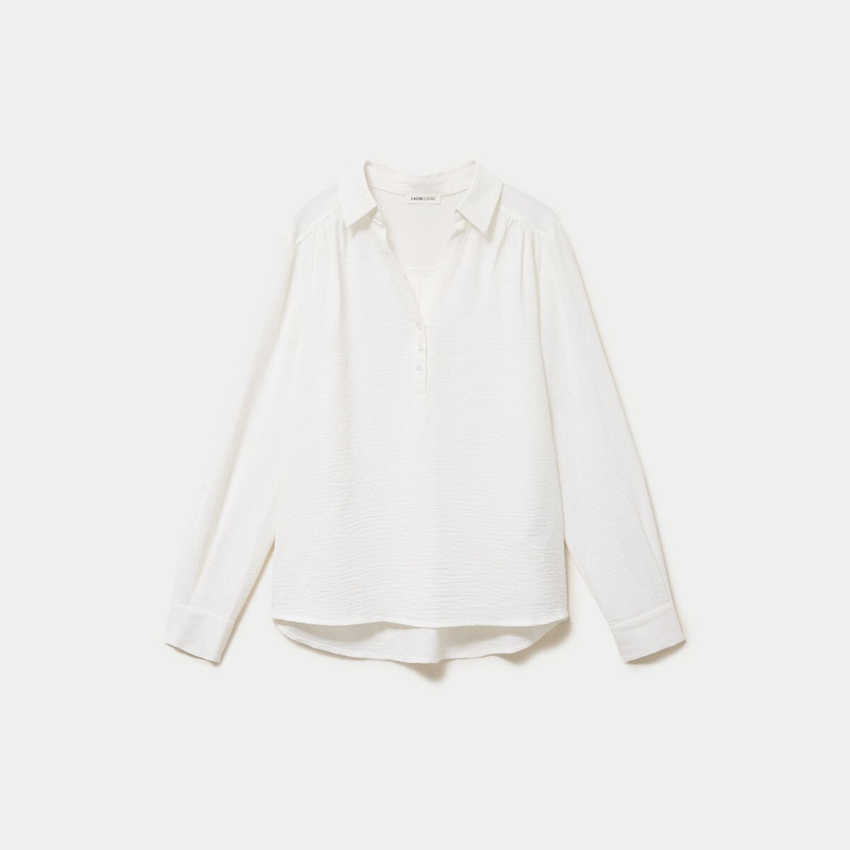 Blouse droite manches longues ecru femme