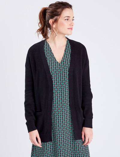 Gilet manches longues noir femme