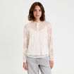 Blouse dentelle manches longues ecru femme