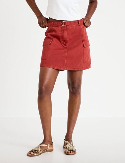 Jupe-short trap&egrave;ze courte vieux rose femme