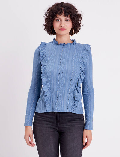 Blouse manches longues bleu clair femme