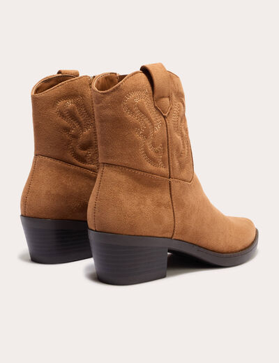 Bottines western suédine camel femme