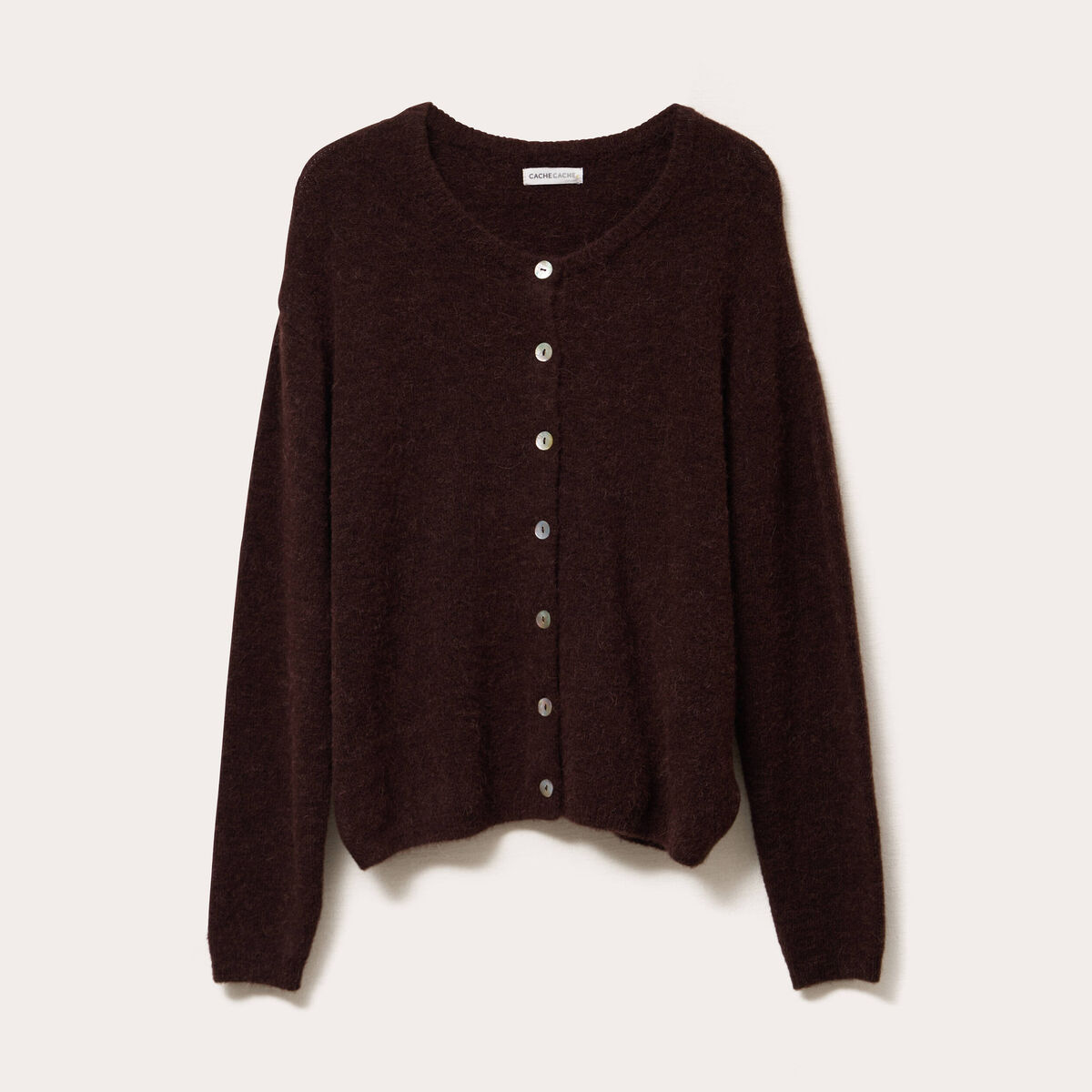 Gilet manches longues marron fonc&eacute; femme
