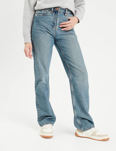 Jeans droit 5 poches denim dirty femme