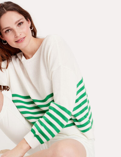 Pull manches longues vert femme