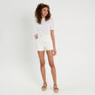 Short droit brodé en jean blanc femme
