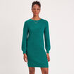 Robe pull droite col rond vert canard femme