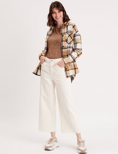 Surchemise manches longues beige femme