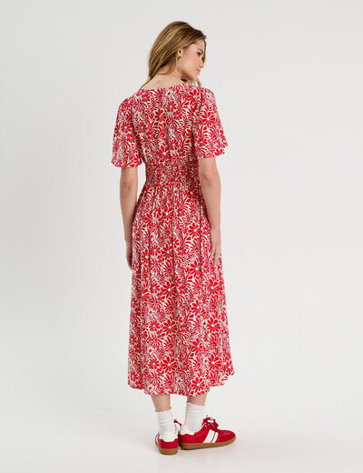 Robe longue évasée blanc femme