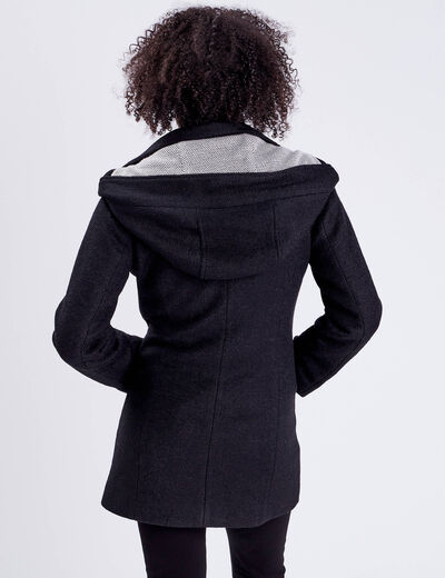 Manteau cintré asymétrique noir femme