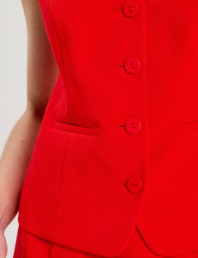 Veston sans manches rouge femme