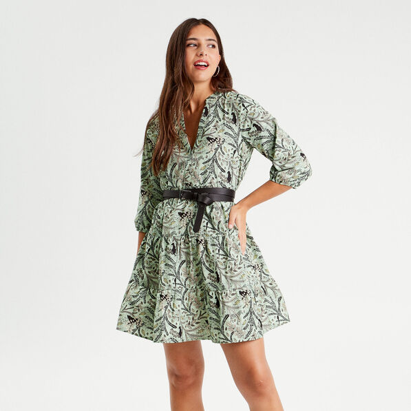 robe evasee manches 34 bleu femme Robe évasée manches 3/4 bleu femme