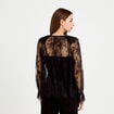 Blouse manches longues en dentelle noir femme