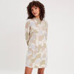 Robe pull droite col montant beige femme