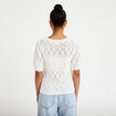 Gilet col v manches courtes brod&eacute; ecru femme