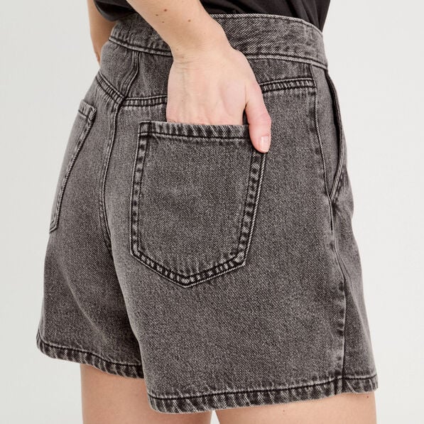 jupe short droite en jean denim noir femme Jupe-short droite en jean denim noir femme