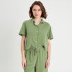 Chemise manches courtes vert kaki femme