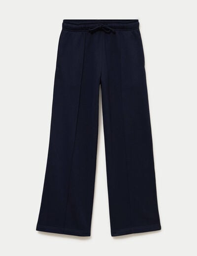 Pantalon large style jogging bleu marine femme
