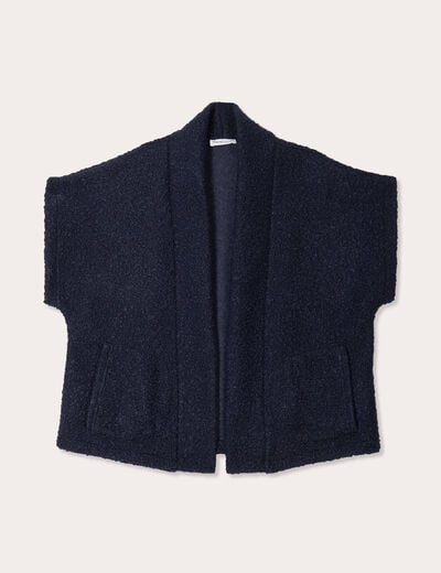 Gilet polaire manches courtes bleu marine femme