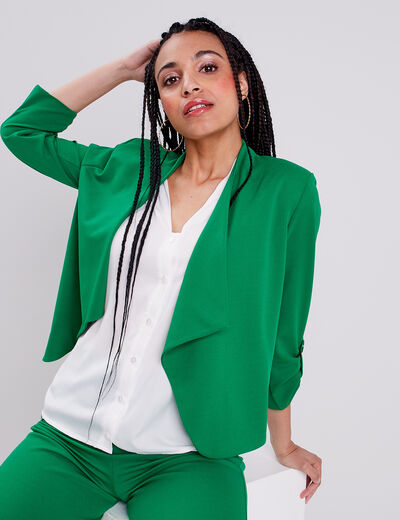 Veste droite fluide vert femme