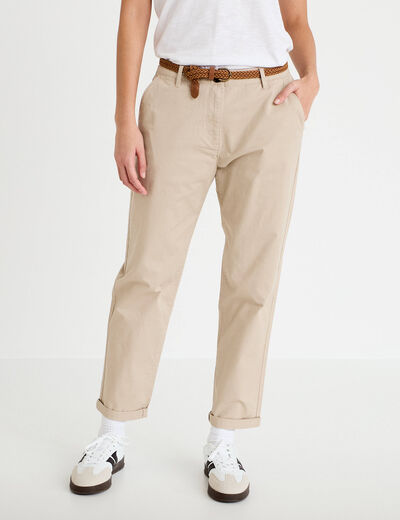 Pantalon chino 7/8&egrave;me beige femme