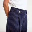 Pantalon bootcut taille haute fluide bleu fonc&eacute; femme