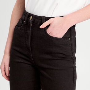 Jeans mom slim stretch denim noir femme