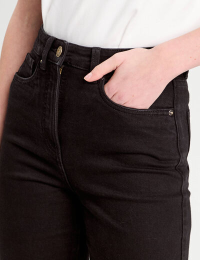 Jeans mom slim stretch denim noir femme