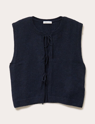 Gilet sans manches noué bleu marine femme