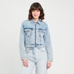 Veste zipp&eacute;e en jean denim stone femme