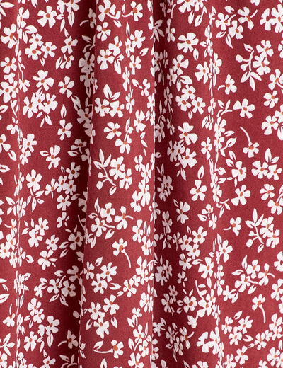 Robe évasée boutonnée marron cognac femme